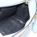 PRADA Shoulder Bag Leather Light Blue Gold Auth ka4742M-23