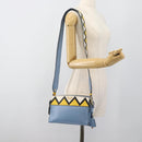 PRADA Shoulder Bag Leather Light Blue Gold Auth ka4742M-27