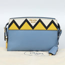 PRADA Shoulder Bag Leather Light Blue Gold Auth ka4742M-12