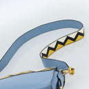 PRADA Shoulder Bag Leather Light Blue Gold Auth ka4742M-14