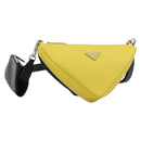 PRADA Triangle Shoulder Bag Leather Black Yellow Auth ka4743SM-1