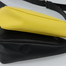 PRADA Triangle Shoulder Bag Leather Black Yellow Auth ka4743SM-5