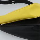 PRADA Triangle Shoulder Bag Leather Black Yellow Auth ka4743SM-18