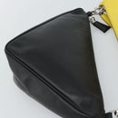 PRADA Triangle Shoulder Bag Leather Black Yellow Auth ka4743SM-22
