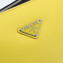 PRADA Triangle Shoulder Bag Leather Black Yellow Auth ka4743SM-23