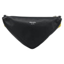 PRADA Triangle Shoulder Bag Leather Black Yellow Auth ka4743SM-2