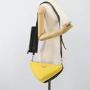 PRADA Triangle Shoulder Bag Leather Black Yellow Auth ka4743SM-33