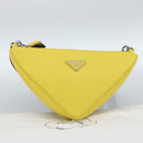 PRADA Triangle Shoulder Bag Leather Black Yellow Auth ka4743SM-12