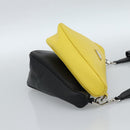 PRADA Triangle Shoulder Bag Leather Black Yellow Auth ka4743SM-4