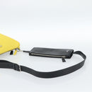 PRADA Triangle Shoulder Bag Leather Black Yellow Auth ka4743SM-7