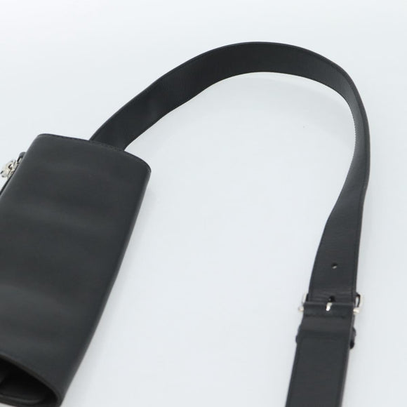 PRADA Triangle Shoulder Bag Leather Black Yellow Auth ka4743SM