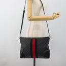 GUCCI GG Supreme Sherry Line Shoulder Bag PVC Black Red Navy 474139 Auth ka4744V-22
