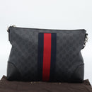 GUCCI GG Supreme Sherry Line Shoulder Bag PVC Black Red Navy 474139 Auth ka4744V-23