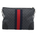 GUCCI GG Supreme Sherry Line Shoulder Bag PVC Black Red Navy 474139 Auth ka4744V-3