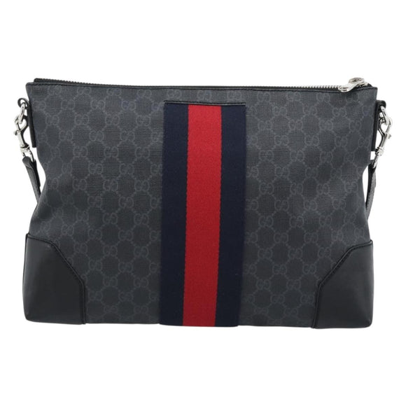 GUCCI GG Supreme Sherry Line Umhängetasche PVC Schwarz Rot Marine 474139 Auth ka4744V
