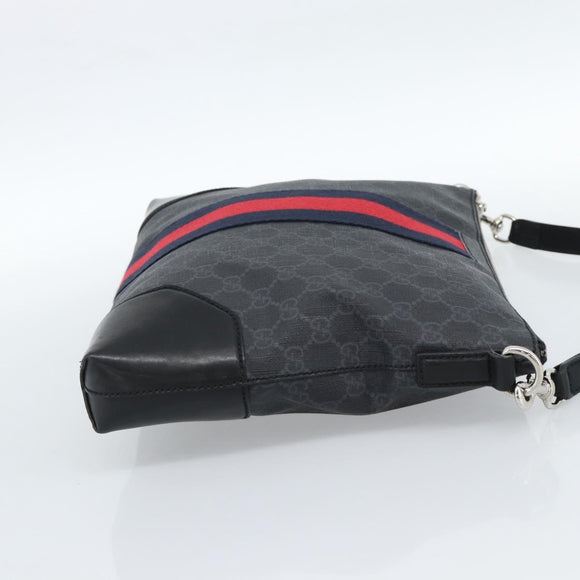 GUCCI GG Supreme Sherry Line Shoulder Bag PVC Black Red Navy 474139 Auth ka4744V