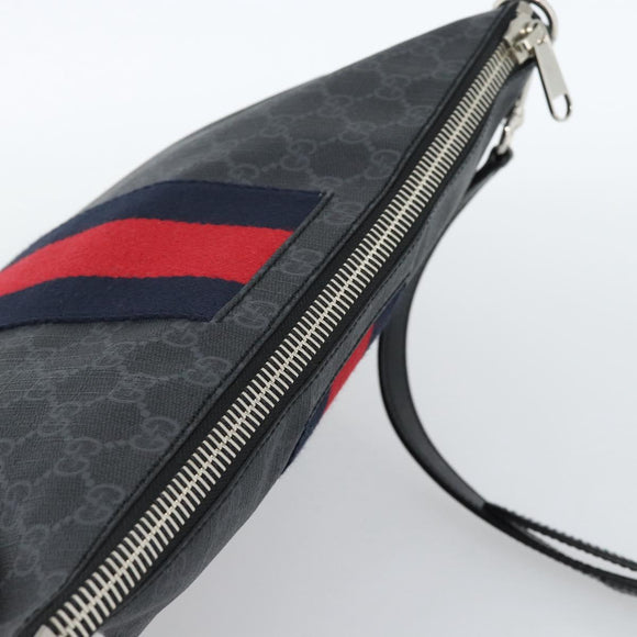GUCCI GG Supreme Sherry Line Shoulder Bag PVC Black Red Navy 474139 Auth ka4744V