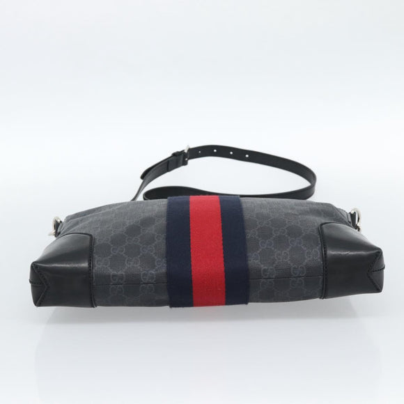 GUCCI GG Supreme Sherry Line Shoulder Bag PVC Black Red Navy 474139 Auth ka4744V