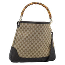 GUCCI Bamboo GG Canvas Hand Bag 2way Beige Gold 282315 Auth ka4747V-1