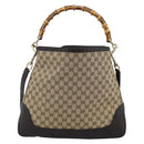 GUCCI Bamboo GG Canvas Hand Bag 2way Beige Gold 282315 Auth ka4747V-2