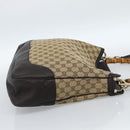 GUCCI Bamboo GG Canvas Hand Bag 2way Beige Gold 282315 Auth ka4747V-5