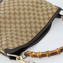 GUCCI Bamboo GG Canvas Hand Bag 2way Beige Gold 282315 Auth ka4747V-6