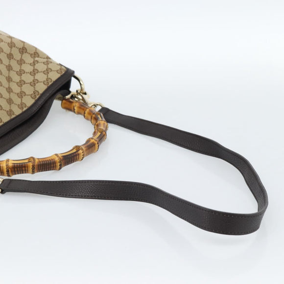 GUCCI Bamboo GG Canvas Hand Bag 2way Beige Gold 282315 Auth ka4747V