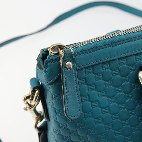 GUCCI Micro GG Guccissima Leather Outlet 2way Emerald Green 449646 Auth ka4748