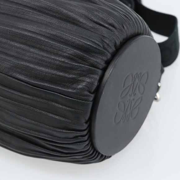 LOEWE Bracelet Pouch Large Shoulder Bag Nappa leather Black Silver Auth ka4749SM