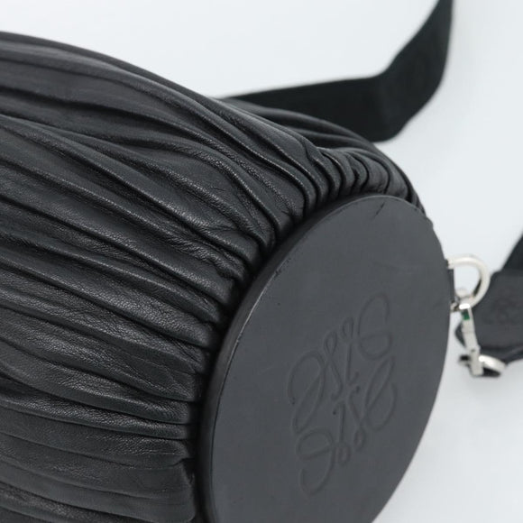 LOEWE Bracelet Pouch Large Shoulder Bag Nappa leather Black Silver Auth ka4749SM