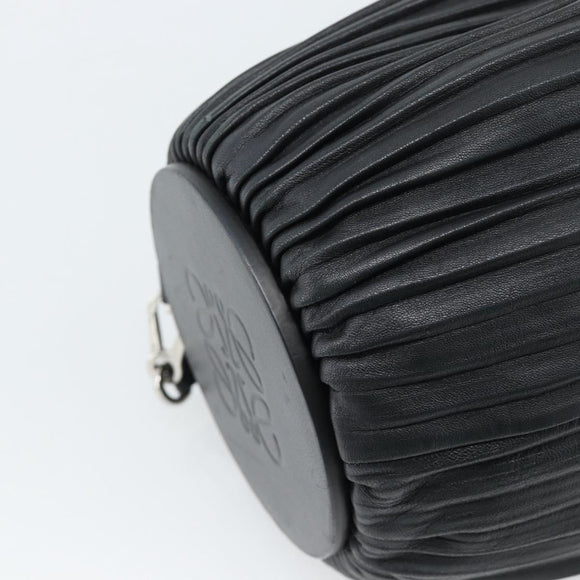 LOEWE Bracelet Pouch Large Shoulder Bag Nappa leather Black Silver Auth ka4749SM