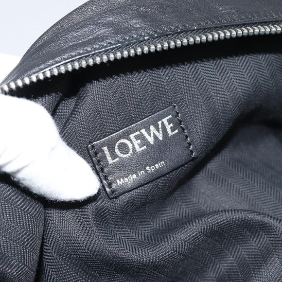 LOEWE Bracelet Pouch Large Shoulder Bag Nappa leather Black Silver Auth ka4749SM
