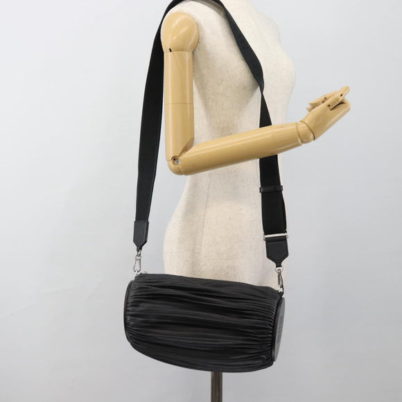 LOEWE Bracelet Pouch Large Shoulder Bag Nappa leather Black Silver Auth ka4749SM