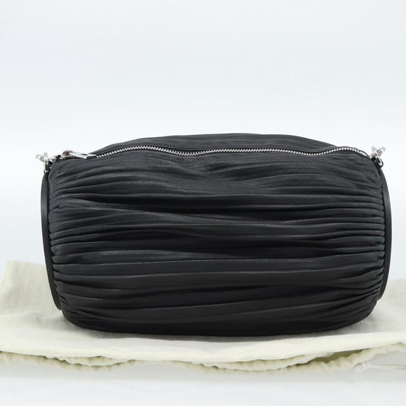 LOEWE Bracelet Pouch Large Shoulder Bag Nappa leather Black Silver Auth ka4749SM
