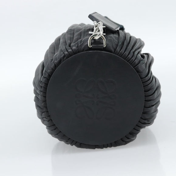 LOEWE Bracelet Pouch Large Shoulder Bag Nappa leather Black Silver Auth ka4749SM