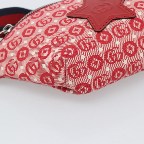 GUCCI Children's Sherry Line Waist bag Canvas Navy Red 502095 Auth ka4751M