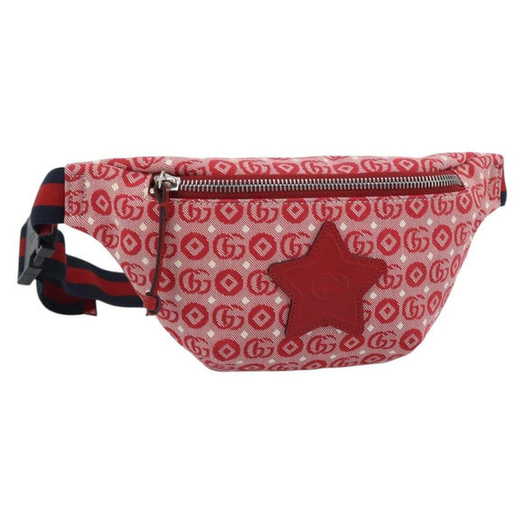 GUCCI Children's Sherry Line Waist bag Canvas Navy Red 502095 Auth ka4751M