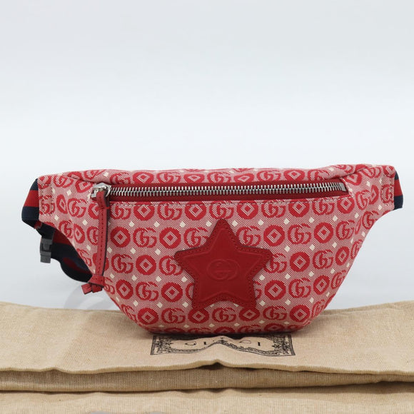 GUCCI Children's Sherry Line Waist bag Canvas Navy Red 502095 Auth ka4751M