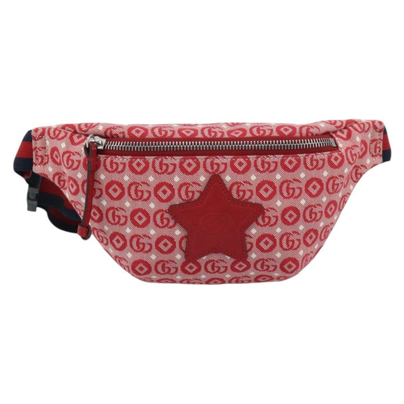 GUCCI Children's Sherry Line Waist bag Canvas Navy Red 502095 Auth ka4751M