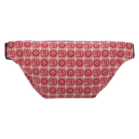 GUCCI Children's Sherry Line Waist bag Canvas Navy Red 502095 Auth ka4751M
