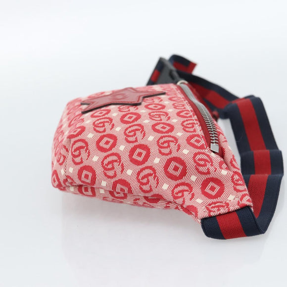 GUCCI Children's Sherry Line Waist bag Canvas Navy Red 502095 Auth ka4751M