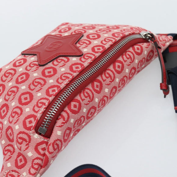 GUCCI Children's Sherry Line Waist bag Canvas Navy Red 502095 Auth ka4751M