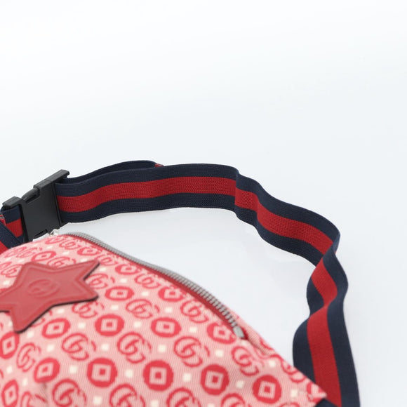 GUCCI Children's Sherry Line Waist bag Canvas Navy Red 502095 Auth ka4751M