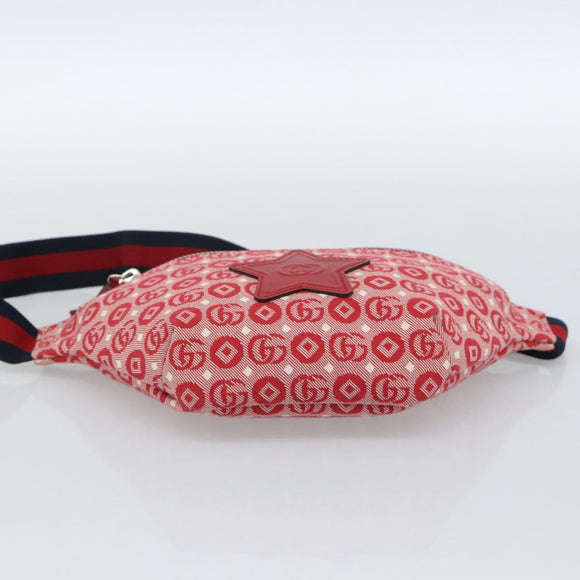 GUCCI Children's Sherry Line Waist bag Canvas Navy Red 502095 Auth ka4751M