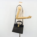 Salvatore Ferragamo Vala Hand Bag Leather 2way Navy Gold Auth ka4752-23