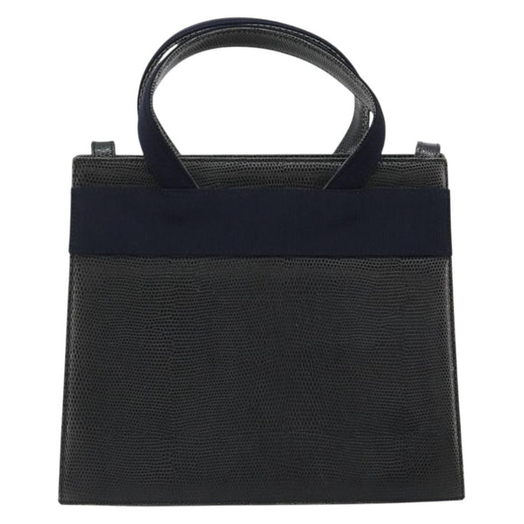 Salvatore Ferragamo Vala Hand Bag Leather 2way Navy Gold Auth ka4752