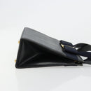 Salvatore Ferragamo Vala Hand Bag Leather 2way Navy Gold Auth ka4752-3