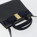 Salvatore Ferragamo Vala Hand Bag Leather 2way Navy Gold Auth ka4752-6