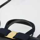 Salvatore Ferragamo Vala Hand Bag Leather 2way Navy Gold Auth ka4752-8