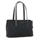 PRADA Tote Bag Nylon Leather Black Silver Auth ka4753A-1